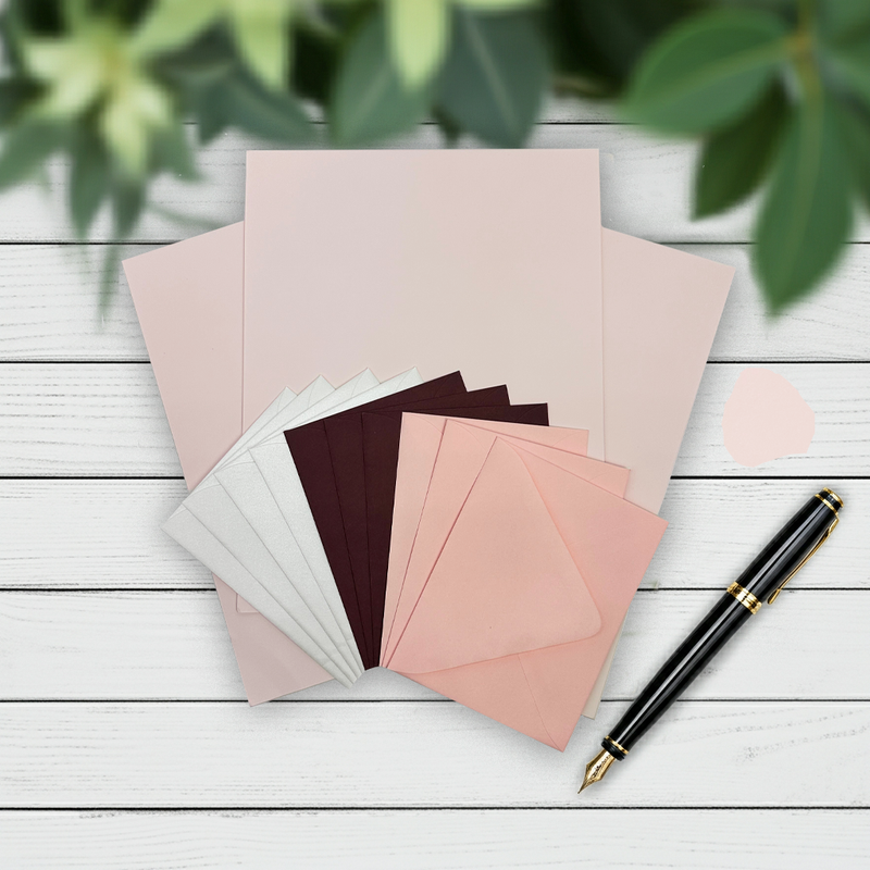 Letterpress Stationery Set with envelopes- 8.5x11- 100% Cotton printable- 20/10-multi-colors
