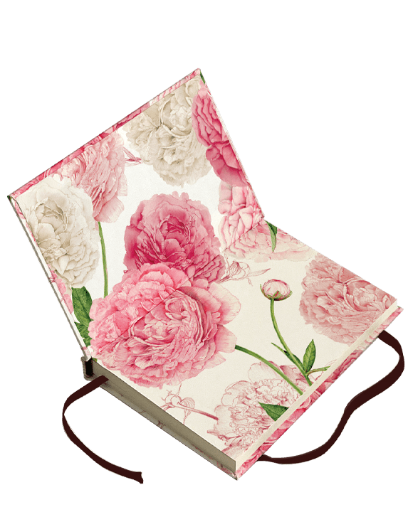 Peonies Italian Hard Cover Journals with strap 4x6 - Nostalgic Impressions