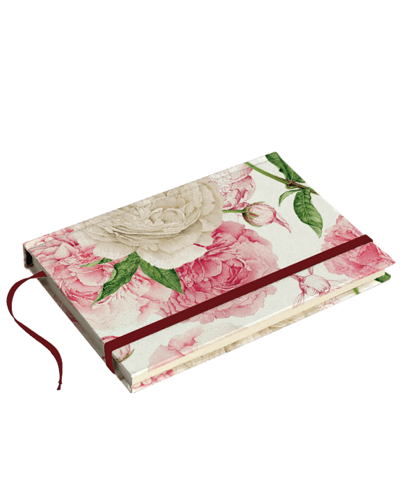 Peonies Italian Hard Cover Journals with strap 4x6 - Nostalgic Impressions