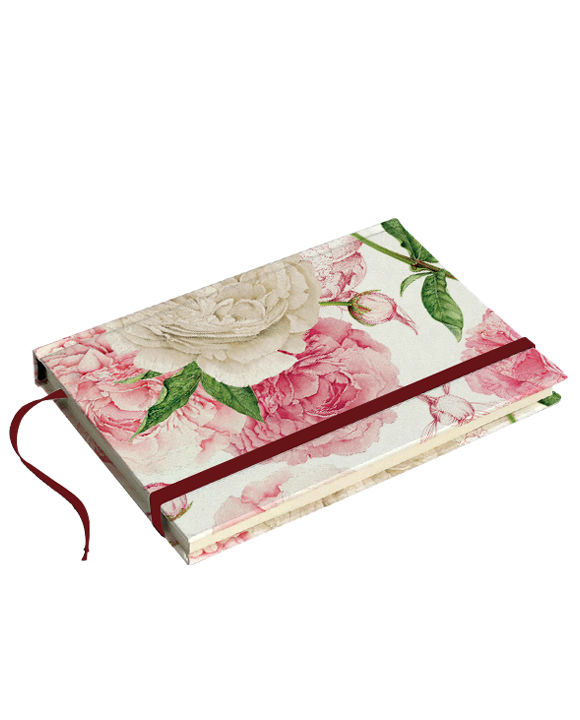 Peonies Italian Hard Cover Journals with strap 4x6