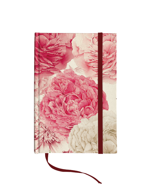 Peonies Italian Hard Cover Journals with strap 4x6 - Nostalgic Impressions