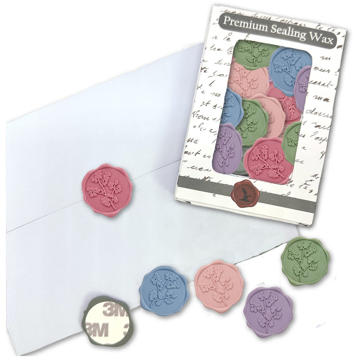 Maidenhair Wedding Adhesive Wax Seal Quick - Ship Stickers 25PK - 6 Colors - Nostalgic Impressions