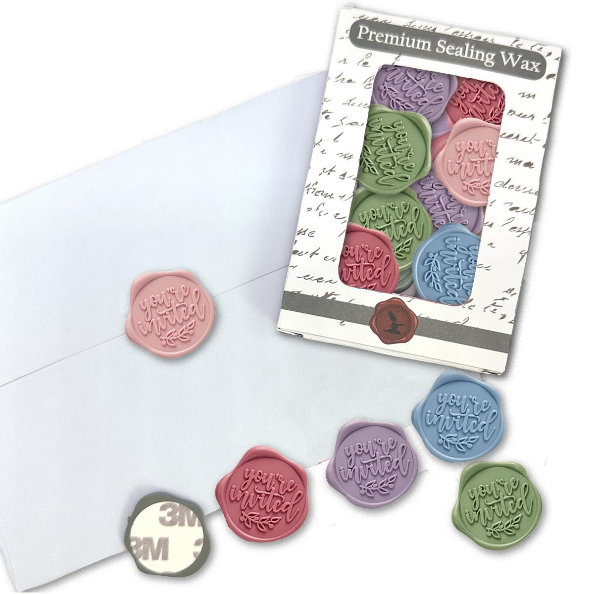 You're Invited Adhesive Wax Seal Quick - Ship Stickers 25PK - 6 Colors - Nostalgic Impressions