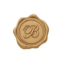 Gold Foil Brocade Single Initial Note Cards with Wax Seals - 8 Personalized Blank Stationery Set