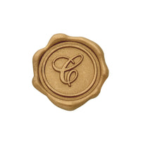 Gold Foil Brocade Single Initial Note Cards with Wax Seals - 8 Personalized Blank Stationery Set