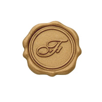 Gold Foil Brocade Single Initial Note Cards with Wax Seals - 8 Personalized Blank Stationery Set
