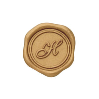 Gold Foil Brocade Single Initial Note Cards with Wax Seals - 8 Personalized Blank Stationery Set
