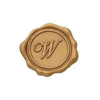 Gold Foil Brocade Single Initial Note Cards with Wax Seals - 8 Personalized Blank Stationery Set