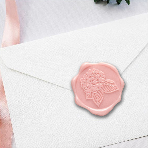 Pink Hydrangea Adhesive Wax Seal Quick - Ship Stickers 25PK - Nostalgic Impressions
