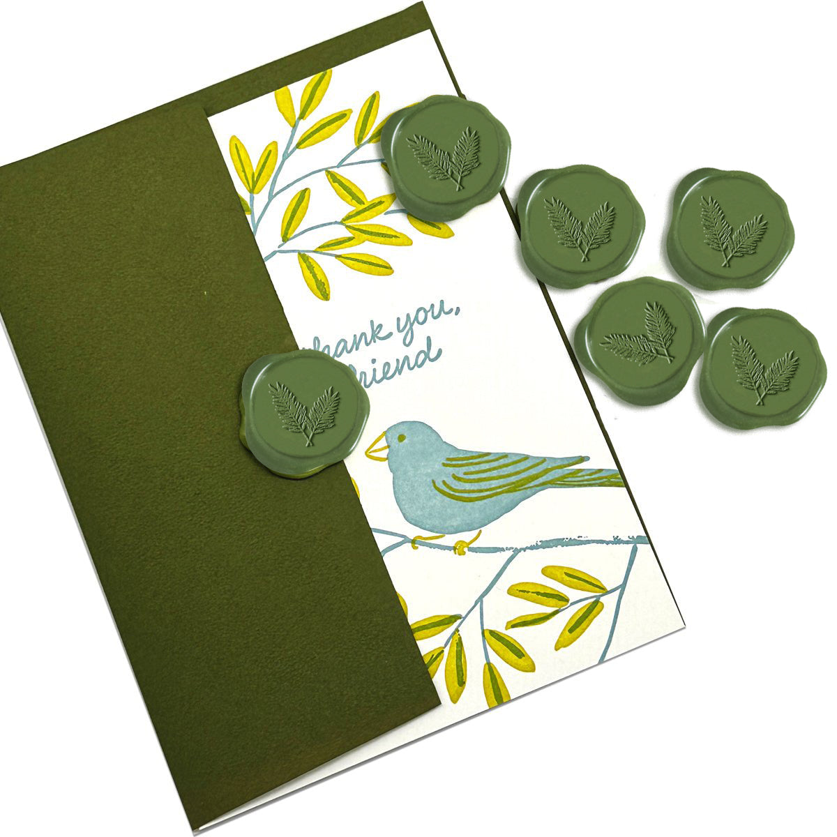 Fern Adhesive Wax Seal Quick-Ship Stickers 25PK-Olive