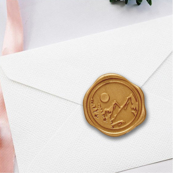 Mountain Scene Adhesive Wax Seal Quick - Ship Stickers 25PK - Nostalgic Impressions