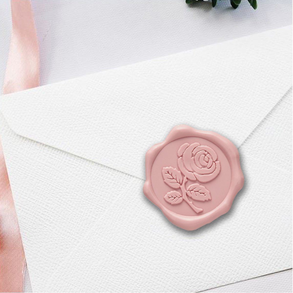 Rose with Stem Adhesive Wax Seal Quick - Ship Stickers 25PK - 7 Colors - Nostalgic Impressions