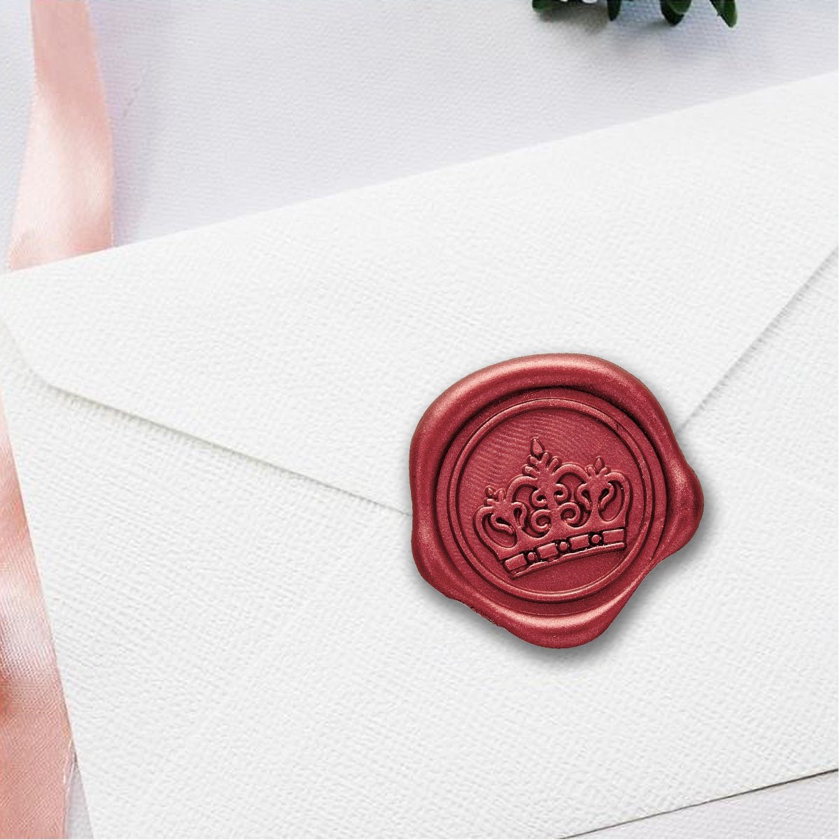 Crown Adhesive Wax Seal Quick - Ship Stickers 25PK - Crimson Red - Nostalgic Impressions