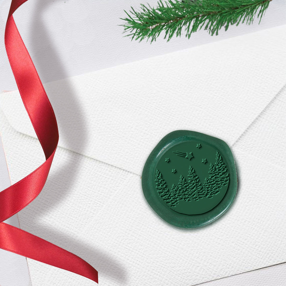 Winter Wonderland Adhesive Wax Seal 25PK Quick-Ship Stickers-Forest Green