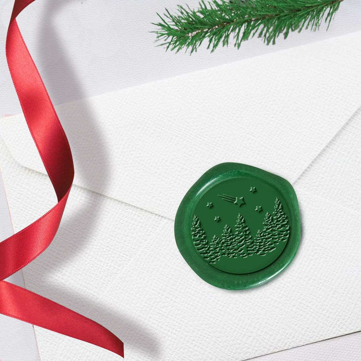 Winter Wonderland Adhesive Wax Seal 25PK Quick-Ship Stickers-Forest Green