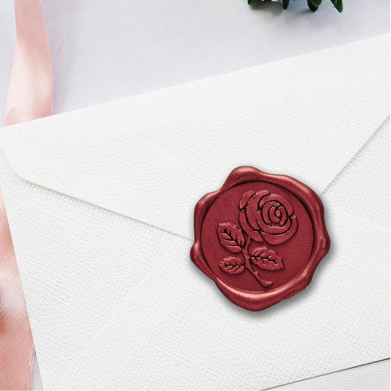 Vintage Rose Adhesive Wax Seal Stickers for Envelopes and Invitations (25-Pack)