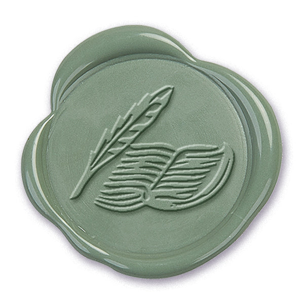 Quill Pen & Book Wax Seal Stamp #D726- USA Handcrafted
