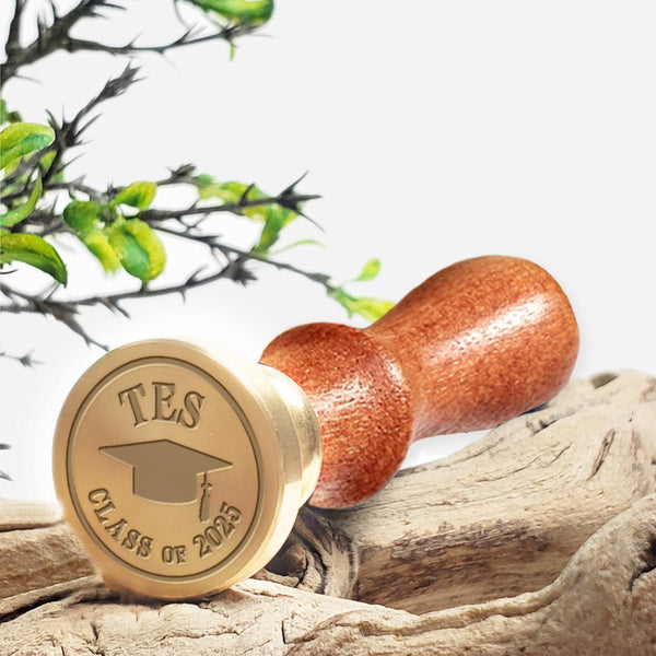 Graduation Monogram Custom Wax Seal Stamp with Rosewood Wood Handle #R907 - Nostalgic Impressions