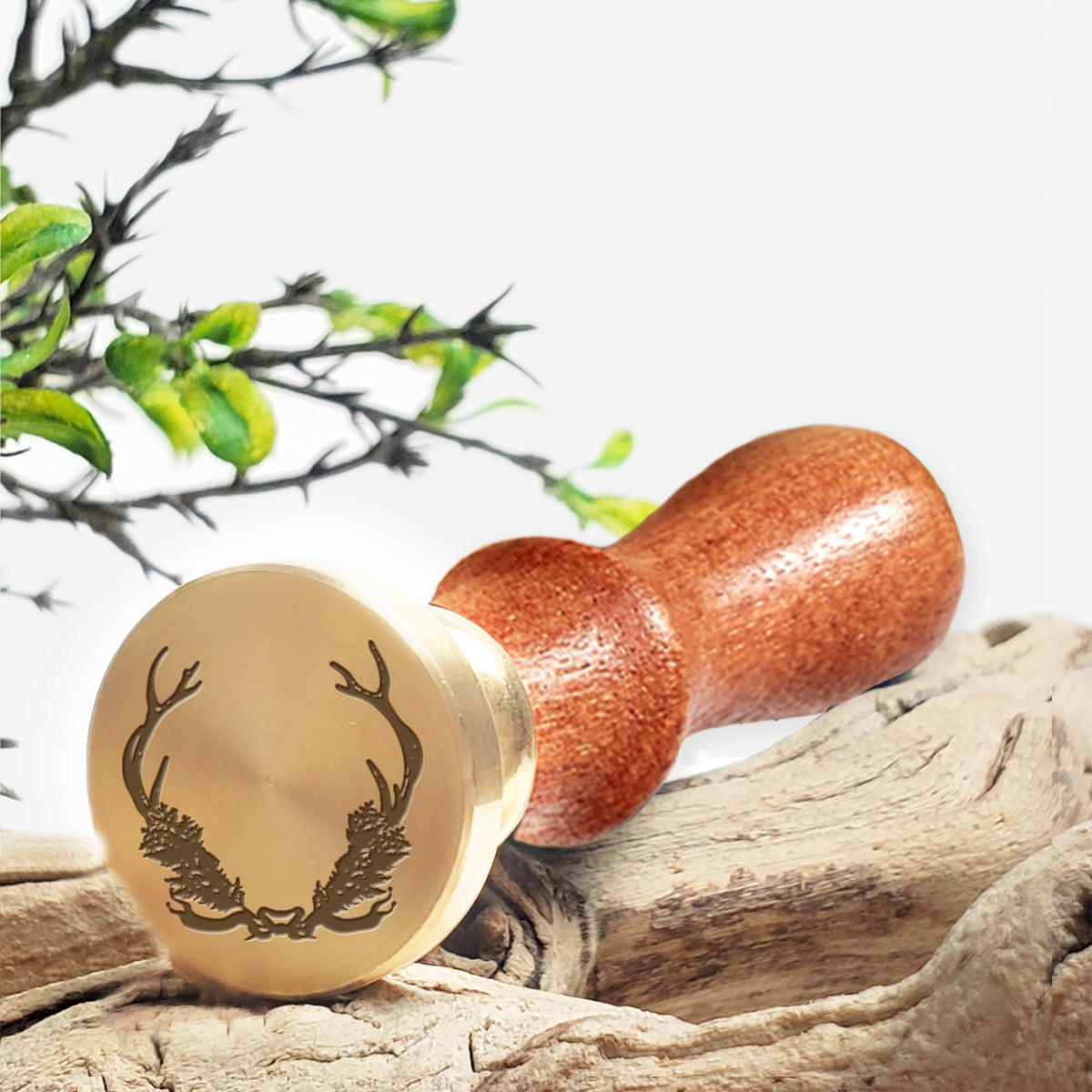 Stag & Fern Wreath  Wax Seal Stamp #R949 -USA Handcrafted