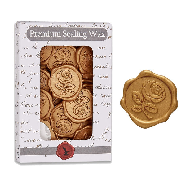 Rose with Stem Adhesive Wax Seal Quick - Ship Stickers 25PK - 7 Colors - Nostalgic Impressions