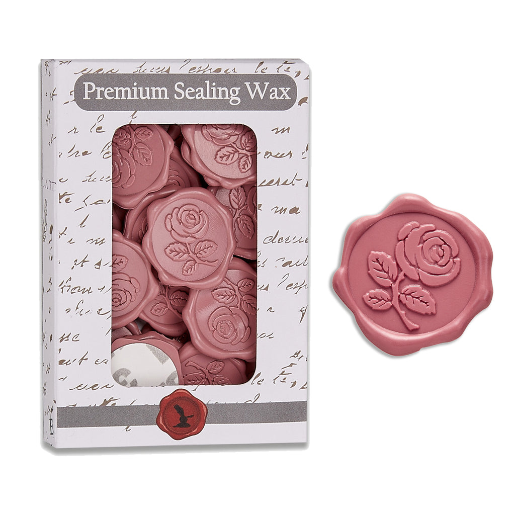 Rose with Stem Adhesive Wax Seal Quick-Ship Stickers 25PK - Nostalgic Impressions