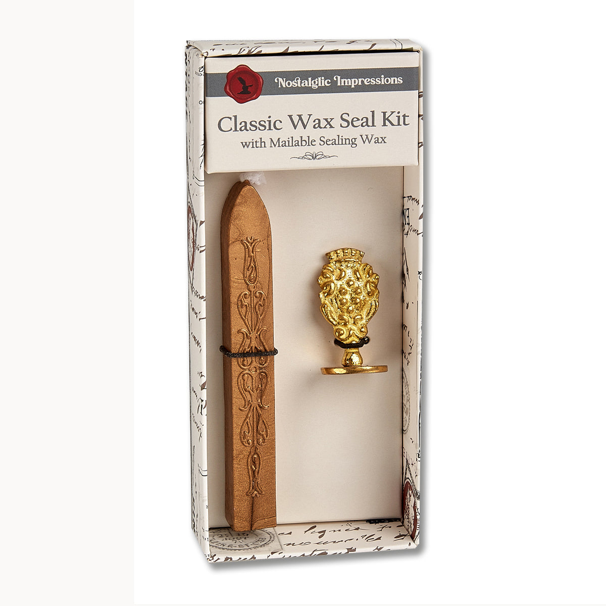 Boxed – Vintage-Style Oval Florentine Brass Stamp with Attached Handle