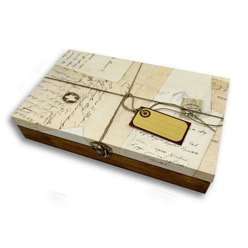 Calligraphy Feather Dip Pen Set in wooden box  with Burgundy Ink, Nibs, Blotter and Scroll- Made In Italy