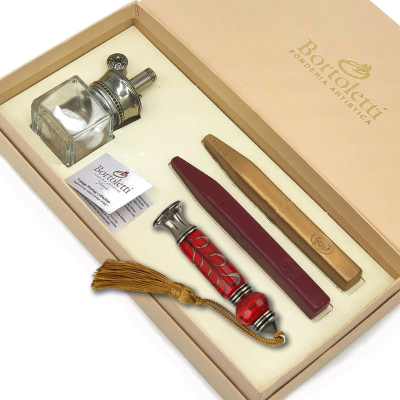 Murano Glass Gold Leaf Handle Wax Seal Stamp with Tassel and Apex Initial - Nostalgic Impressions