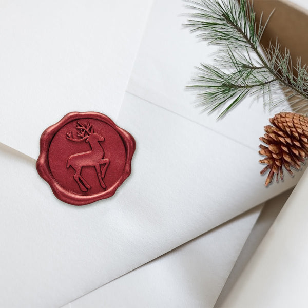 Reindeer Adhesive Christmas Wax Seal Stickers 8PK - Crimson Red 1 " - Nostalgic Impressions