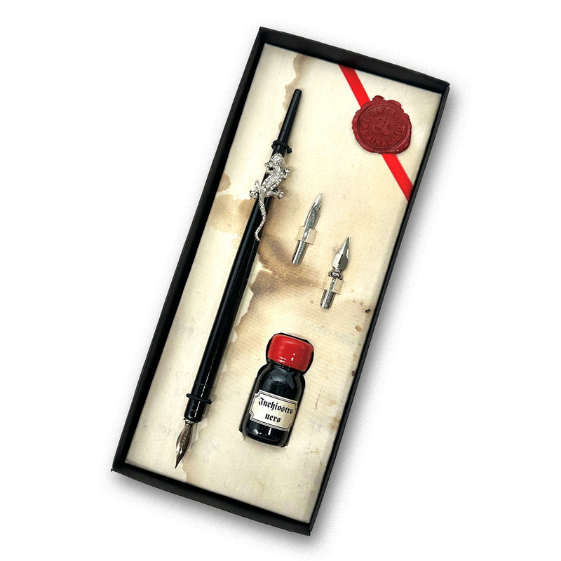 Bejeweled Lizard Calligraphy Dip Pen & Ink Set