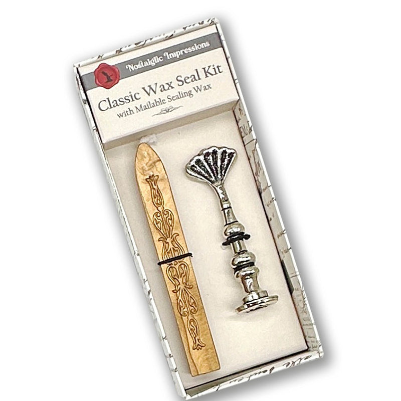 Florentine Heirloom Silver Antiqued Wax Seal Stamps with Shell Handle - Nostalgic Impressions