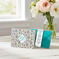 Design Your Own Personalized Foil Note Cards: Choose Design, Initial, Font & Envelope Color-Set of 8