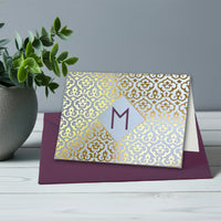 Personalized Foil Note Cards: Choose Design, Initial, Font & Envelope Color Nostalgic Impressions