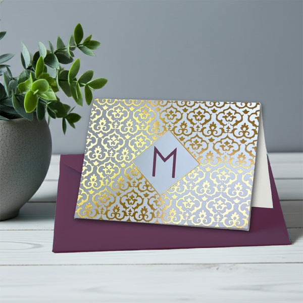 Personalized Foil Note Cards: Choose Design, Initial, Font & Envelope Color Nostalgic Impressions