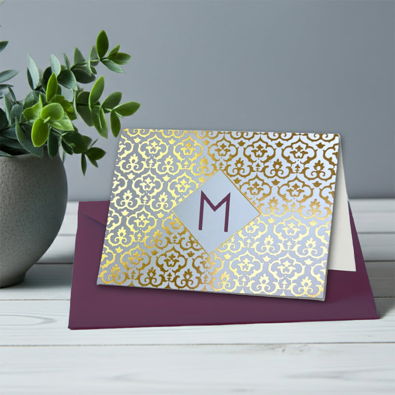 Personalized Foil Note Cards: Choose Design, Initial, Font & Envelope Color Nostalgic Impressions