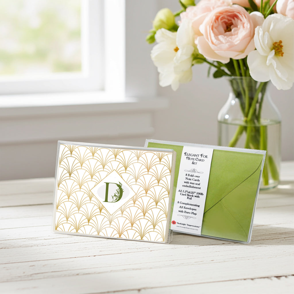 Personalized Floral Initial Foil Note Cards Boxed Set by Nostalgic Impressions