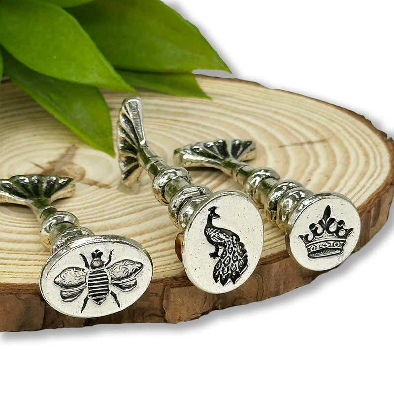 Florentine Heirloom Silver Antiqued Wax Seal Stamps with Shell Handle - Nostalgic Impressions