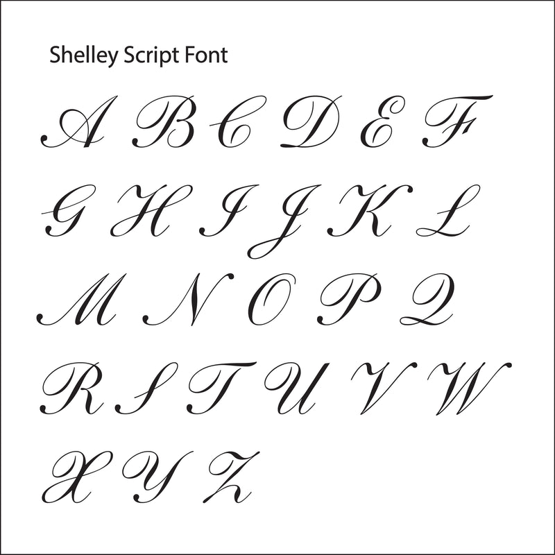 Shelley Script Initial Font Chart - Nostalgic Impressions