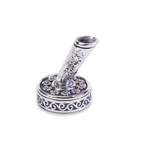 Feather Quill Pen, Ink & Pen Holder Set with-Detailed Silver Metal Dip Pen & Pen Stand