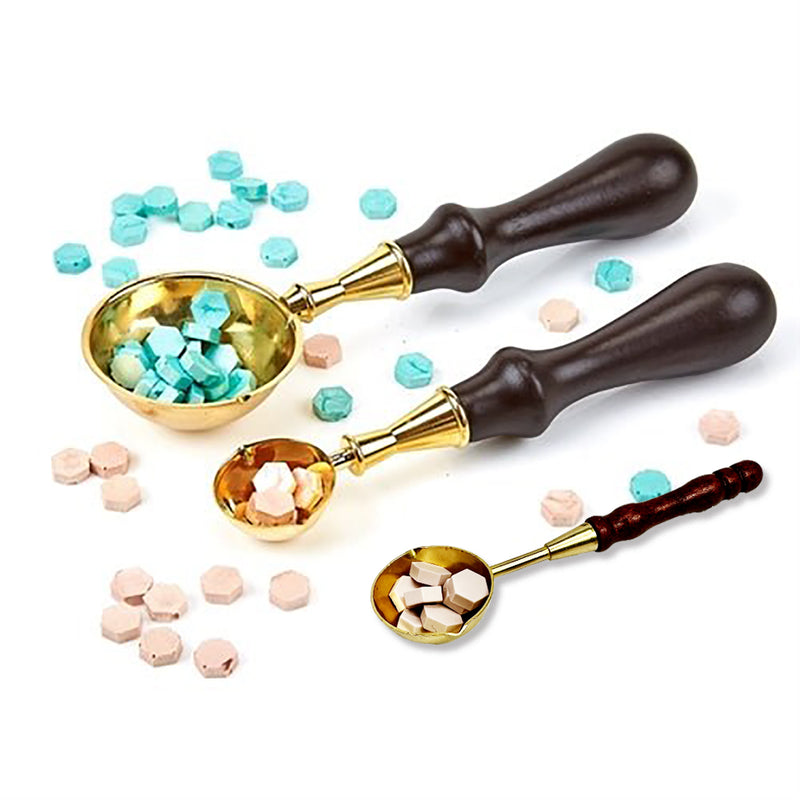Sealing Wax Melting Spoon - Brass with wood handle - choice of 3 sizes