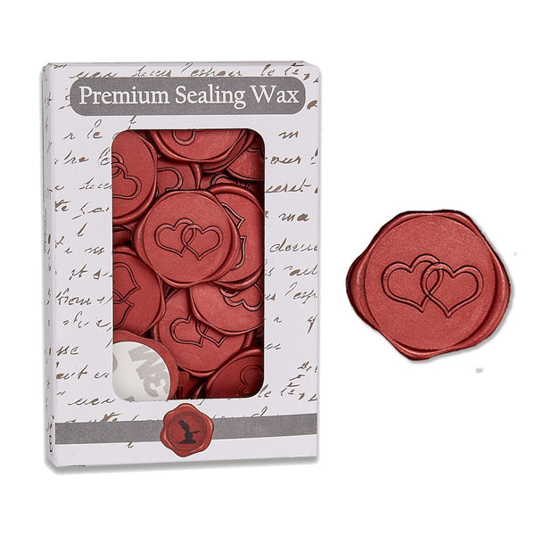 Twin Heart Adhesive Wax Seal Quick - Ship Stickers 25PK - Nostalgic Impressions