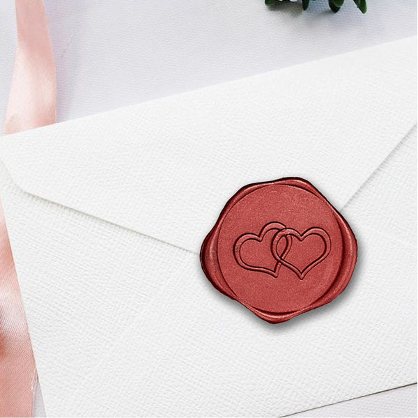 Twin Heart Adhesive Wax Seal Quick - Ship Stickers 25PK - Nostalgic Impressions