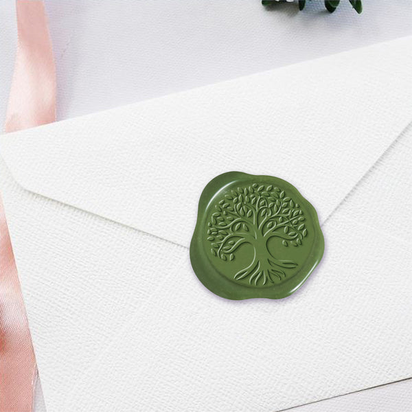 Tree of Life Adhesive Wax Seal Quick-Ship Stickers 25PK-Olive