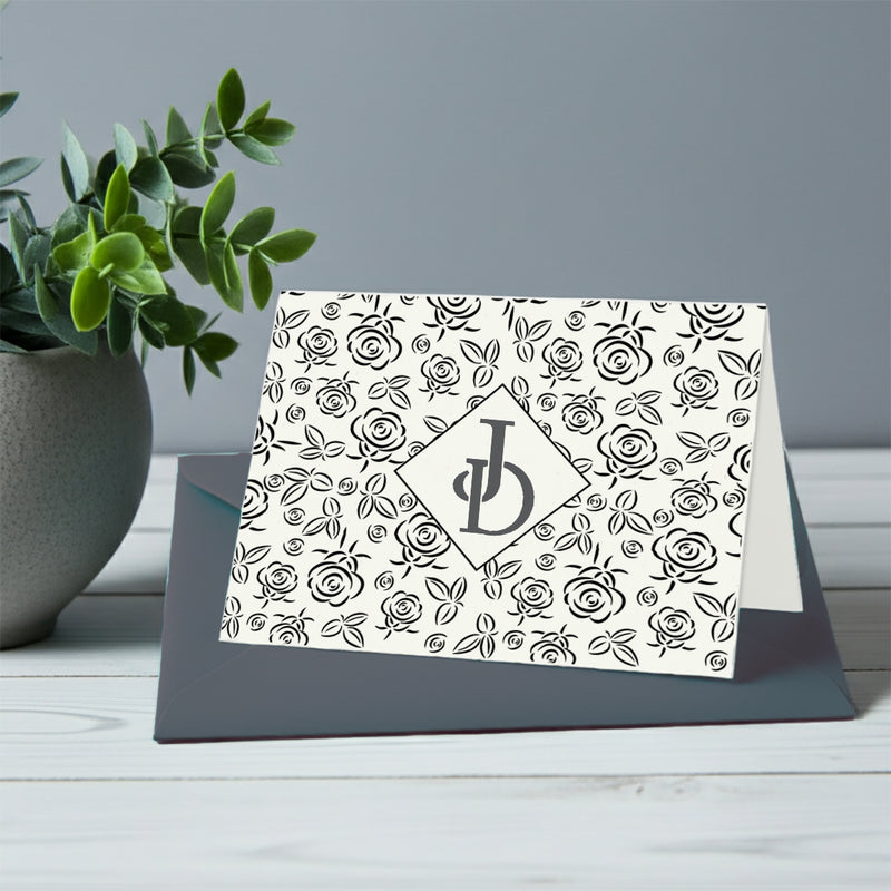 Personalized Intertwined University Roman Monogram Foil Note Cards with Envelopes by Nostalgic Impressions