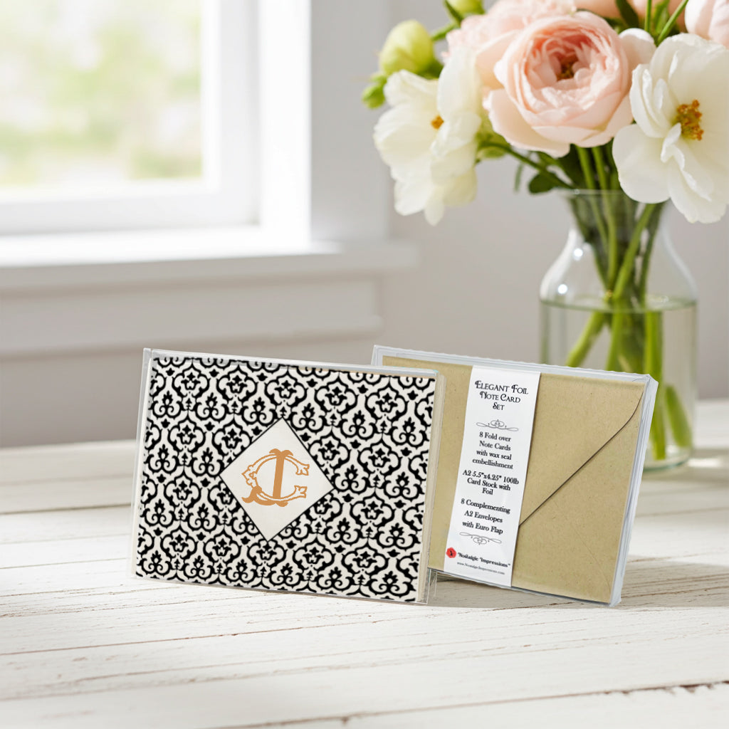 Personalized Intertwined Victorian Monogram Foil Note Cards Boxed Set by Nostalgic Impressions