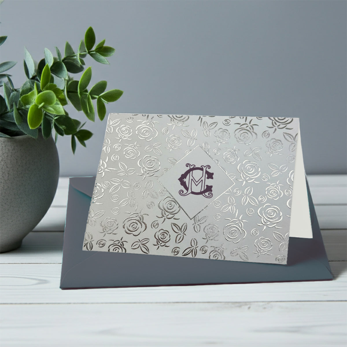Personalized Intertwined Victorian Monogram Foil Note Cards with Envelopes by Nostalgic Impressions