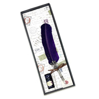 Feather Quill Pen & Ink Set-Decorated Metal Fleur Holder Dip Pen