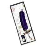 Feather Quill Pen & Ink Set-Decorated Metal Fleur Holder Dip Pen