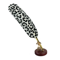 Animal Print Feather Ballpoint Pen with 2 refills in folder