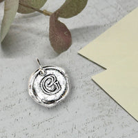 Petite Initial Wax Seal Charm 5/8" - Antiqued Silver - Made In Italy - Nostalgic Impressions